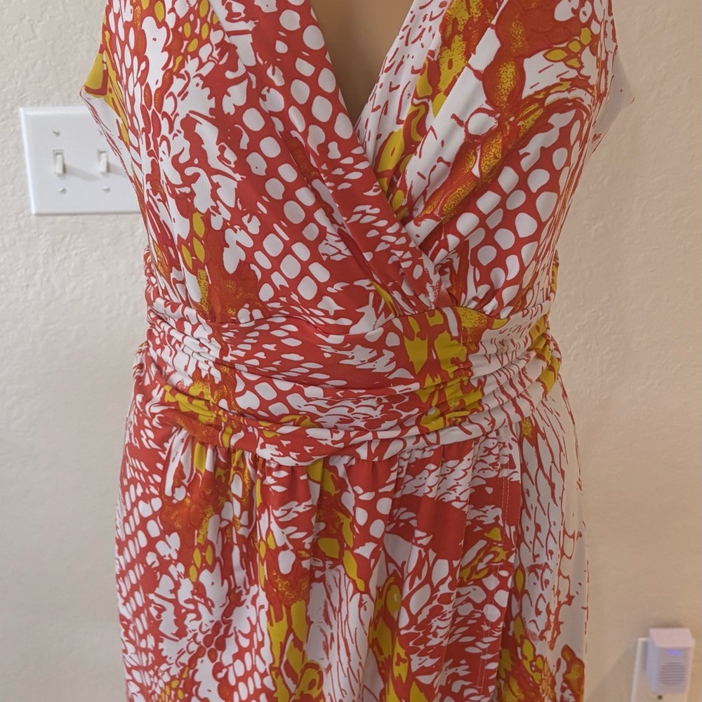 Hale Bob Red and Yellow Wrap Dress